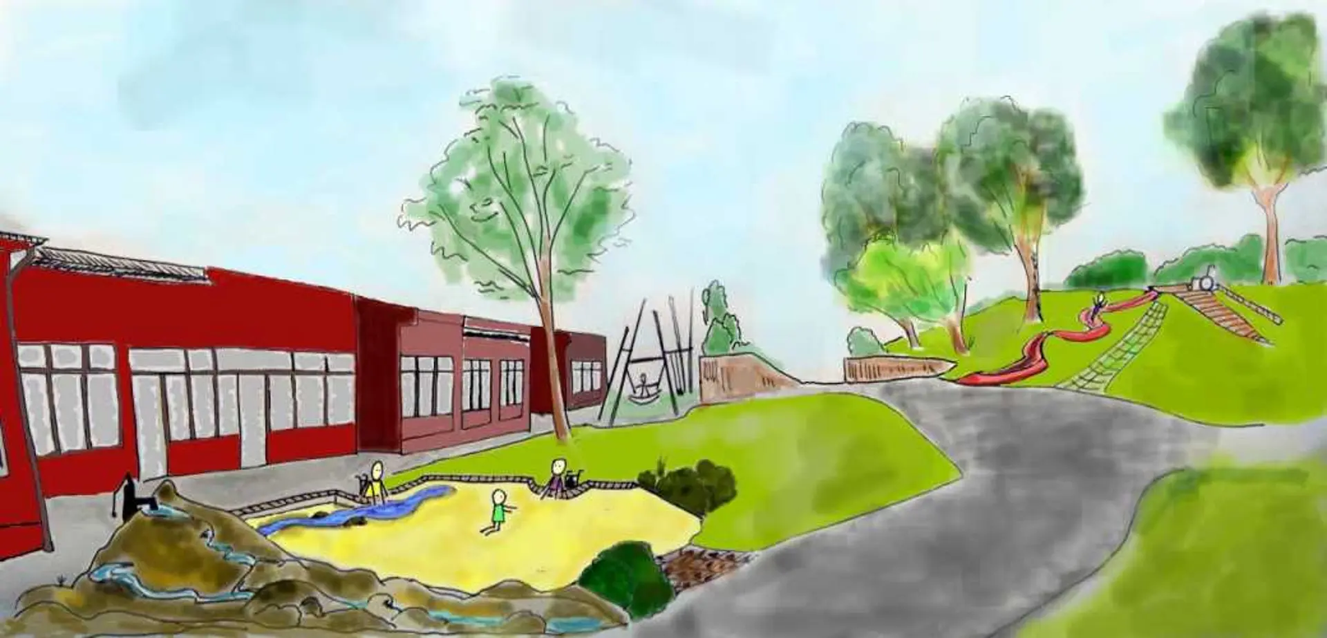 Skizze der Außenhofgestaltung